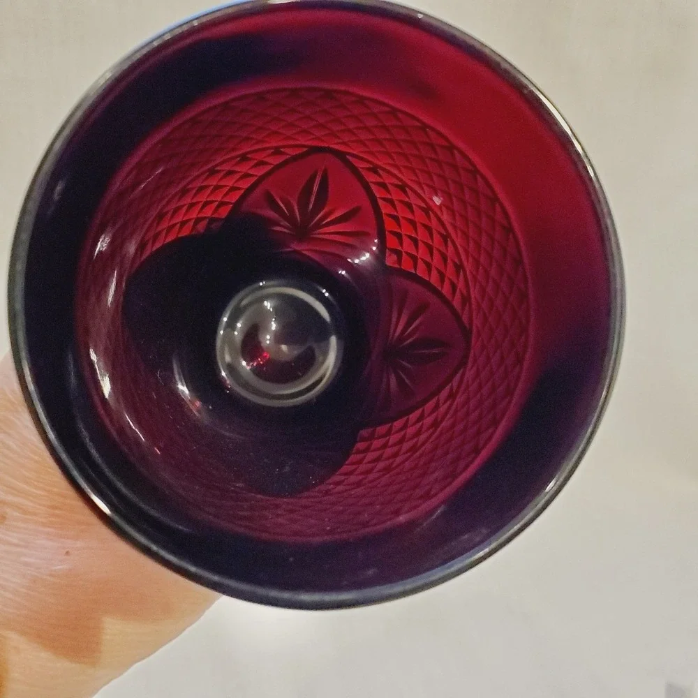 Ruby Red 12 Oz. Water Glass Luminarc Cristal d' Argues Duran Vintage